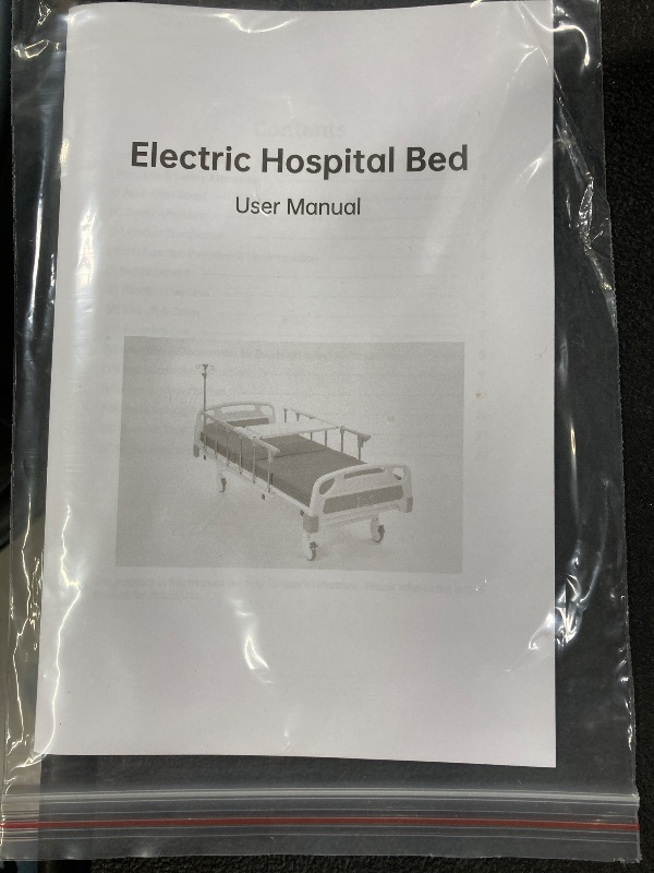 Photo 1 of **The picture is a reference, see the manual**, Premium10-Function Electric Hospital Bed for Home Use, ICU Medical Bed with Lateral Tilting, One-Button CPR Flat, 5" Locking Casters, Foam Mattress, IV Pole, Dining Table, 550 lbs Capacity, 83" x 38"