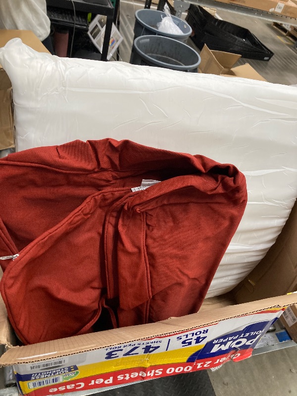 Photo 1 of ***MISSING ONE CUSHION -SELLING AS IS *** Sundale Outdoor Olefin Deep Seat Cushion, Patio Chair Cushion and Pillow, Water-Resistant Sectional Sofa Pad with Straps Red, 23 x 26 x 6 Inches