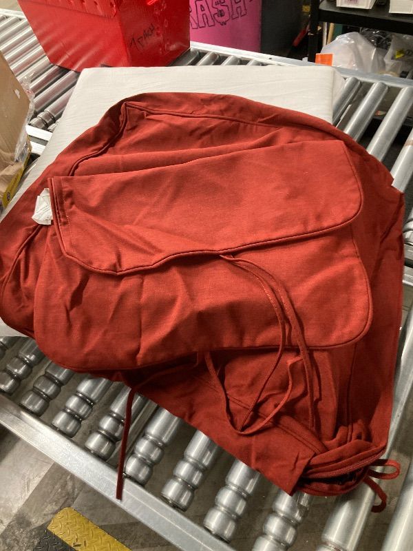 Photo 1 of ***MISSING ONE CUSHION -SELLING AS IS *** Sundale Outdoor Olefin Deep Seat Cushion, Patio Chair Cushion and Pillow, Water-Resistant Sectional Sofa Pad with Straps Red, 23 x 26 x 6 Inches