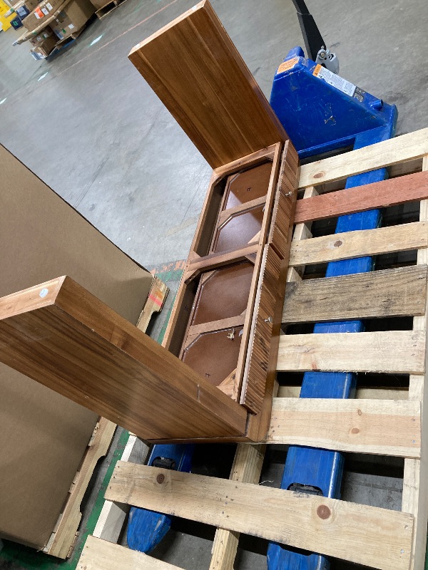 Photo 1 of **Photo and description for reference only.***Alohappy Mid-Century Modern TV Stand for 65 Inch TVs, Wood Entertainment Center TV Console Table with Storage Drawer and Open Shelves, Stylish TV Cabinet for Living Room/Bedroom, Brown 59"