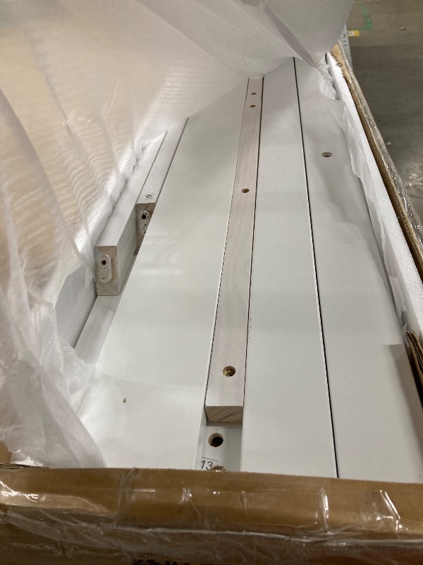 Photo 1 of ***BOX 1 OF 2***
Merax Twin Size Wood Loft Bed with Desk, Stairs & Storage, Space Saving Bed with Lights, 2 Drawers, Guardrails, 220LBS Capacity, White