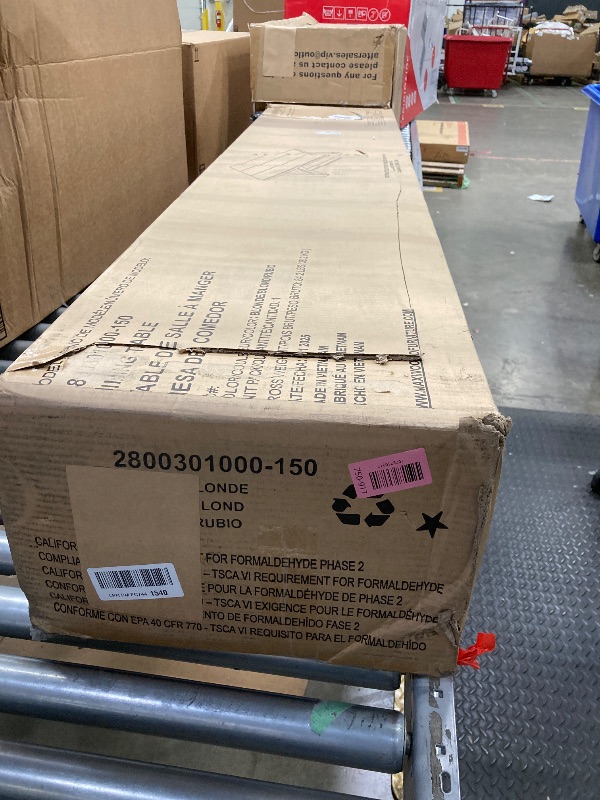 Photo 1 of ***WOOD CRACKED***Plank+Beam 72 Inch Farmhouse Dining Table,Solid Wood Rustic Kitchen Table, for Dining Room, Home Office, Living Room Furniture, Easy Assembly, Blonde Wirebrush***WOOD CRACKED***