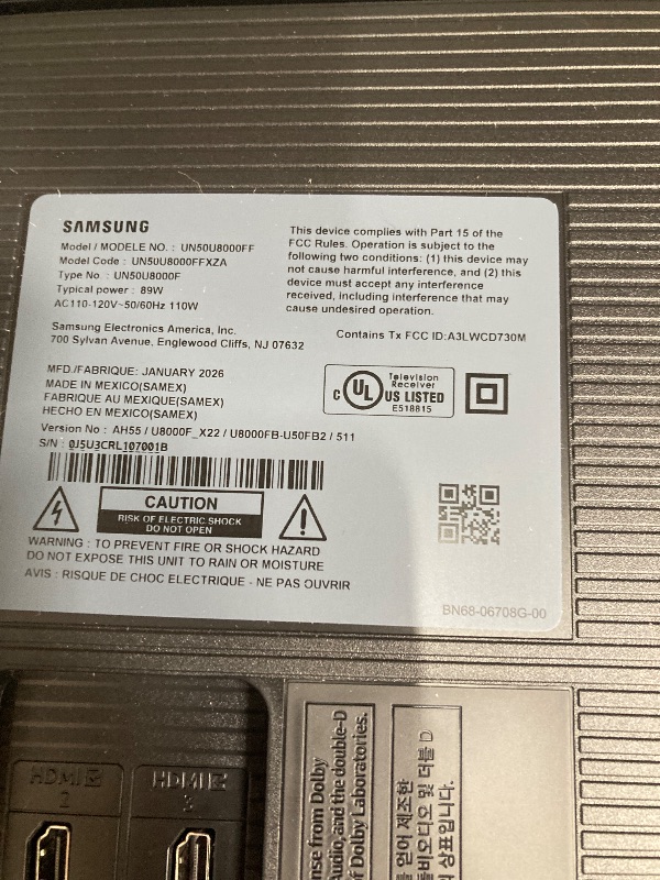 Photo 1 of ****BROKEN. NO RETURN. NO REFUND*** Samsung 50-Inch Class Crystal UHD U8000F 4K Smart TV (2025 Model) Endless Free Content, Crystal Processor 4K, MetalStream Design, Knox Security, Alexa Built-in