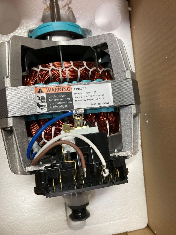 Photo 1 of 0EM 279827 Dryer Drive Motor with Pulley (Upgraded Blower Shaft Length) by puxyblue Compatible with MayTag Kitchenaid Kenmore Whirlpool Dryer Motor - Replaces AP3094245, EAP334304, PS334304,W10194250