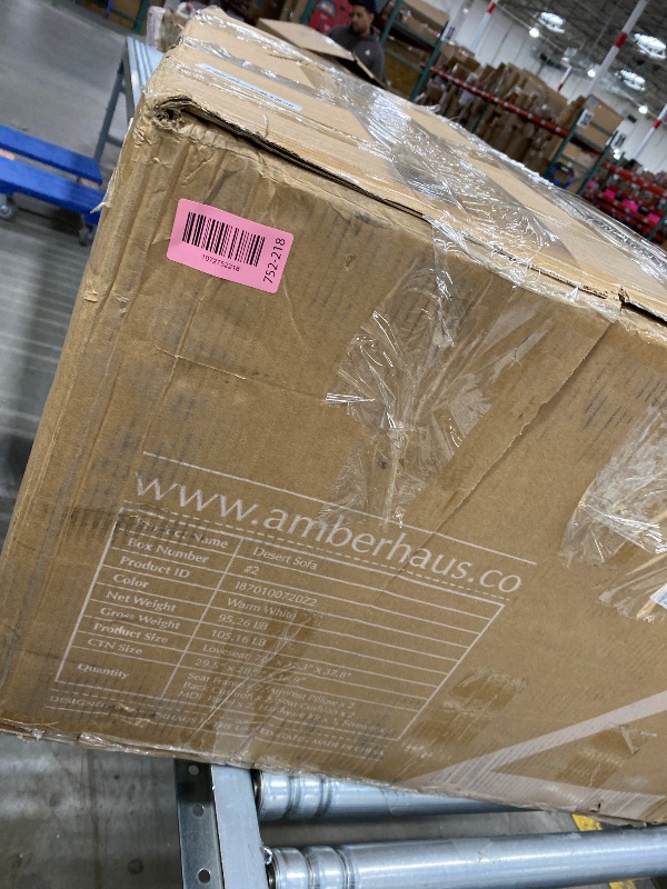 Photo 1 of ***BOX#2****AMBERHAUS 70" L Shaped Sofa Modular Sectional Cloud Couch with Storage, Cotton and Linen Fabrics Modern Oversized Deep Seat Sofa with Armrest Pillow, Easy Assembly for Living Room, Apartment, Ivory