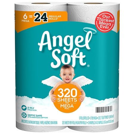 Photo 1 of **PACKAGE HAS BOX CUT TEAR**Angel Soft 2-Ply Unscented Mega Rolls Bathroom Tissue 6 Rolls