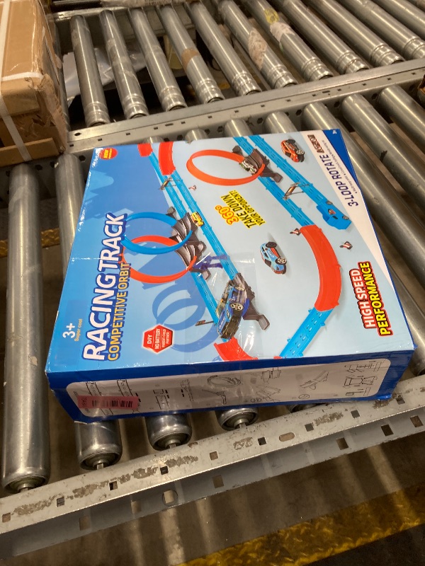 Photo 1 of ?Slot Car Race Track Sets with 360° Thrill Loops & 4 High-Speed Cars, 64 Pcs Large Flexible Racing Track for Kids Ages 3-5 4-8 8-12, Race Car Toys Gift for Boys Girls Birthday Christmas