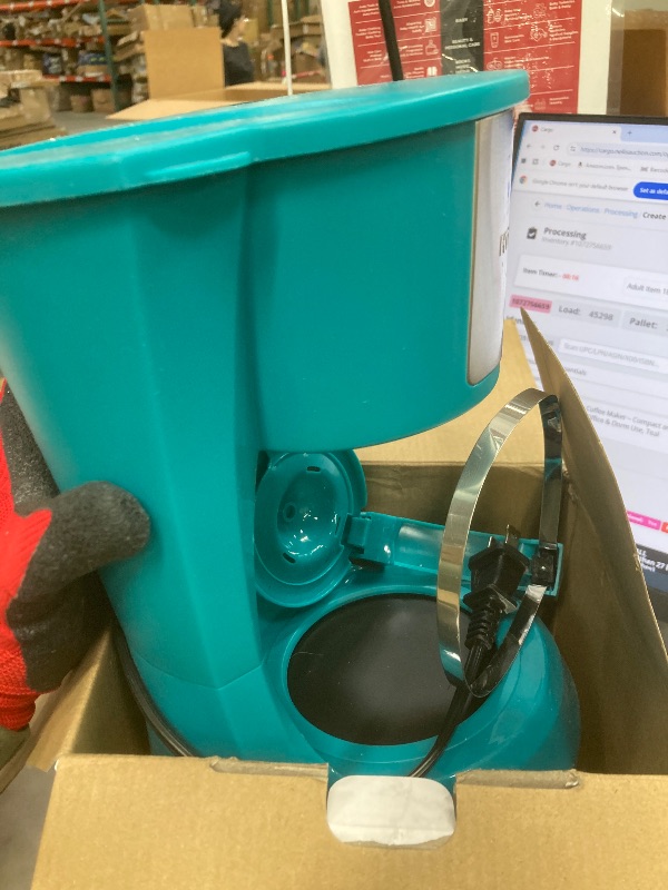 Photo 1 of ***POT IS MISSING***Holstein Housewares 5 Cup Drip Coffee Maker – Compact and User-Friendly with Auto Pause & Serve, Reusable Filter, Measuring Spoon & Glass Carafe, Office & Dorm Use, Teal***POT IS MISSING**