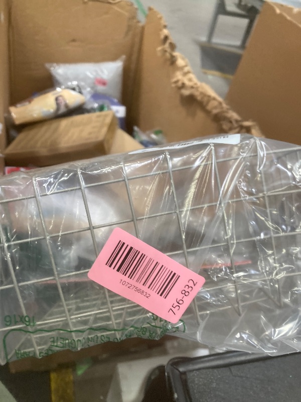 Photo 1 of **SLIGHTLY BENT**Spectrum Hanging Baskets for Organizing (Large, Satin Nickel) - Grid Over the Cabinet Wire Basket for Kitchen or Bathroom - Door Hanging Storage Organizer for Cleaning Supplies, Washcloths, & Towels