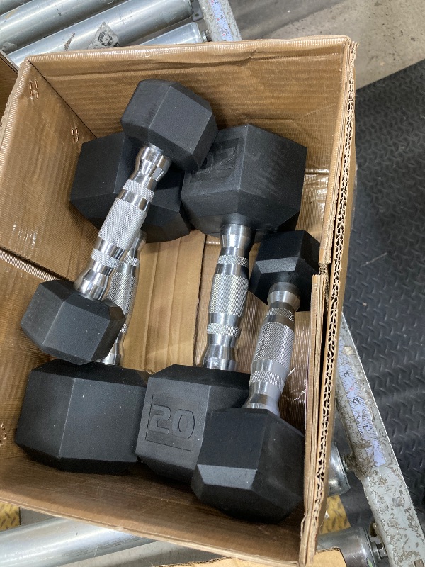 Photo 1 of ***WHAT YOU SEE IS EVERYTHING INCLUDED*NOTHING ELSE***
 Rubber Coated Hex Dumbbell Hand Weight Set ck - Chrome Handle ***WHAT YOU SEE IS EVERYTHING INCLUDED*NOTHING ELSE***