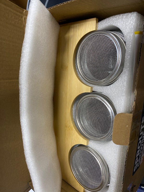 Photo 1 of [Upgraded] 3 PCS Seed Sprouting Mason Jar Kit with Bamboo Holder, Drain Tray, Screen Lids, Blackout Sleeves, Good Ventilation & Drainage Capacity, Growing Fresh Organic Mung Beans & Microgreens