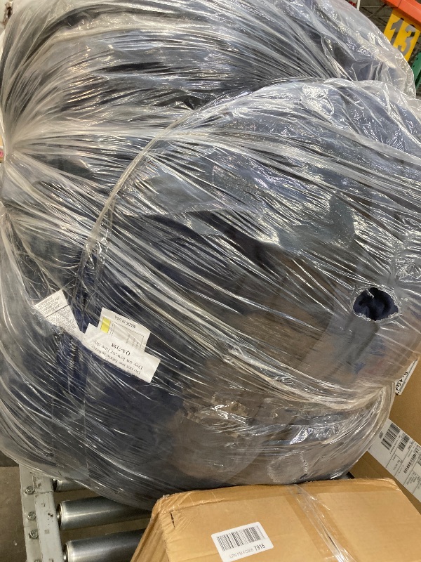 Photo 1 of *Dirty* Amazon Basics Large Bean Bag Chair for Adults, 5 ft Memory Foam Filled with Solid Microfiber Cover, Blue, for Living Room, Bedroom, Dorm, Reading Chair