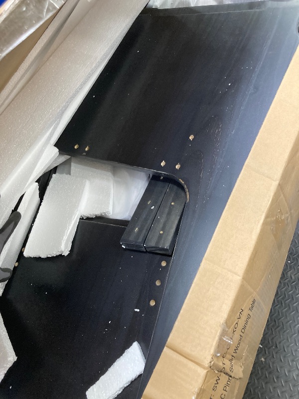 Photo 1 of *Scratched* Gracava Corner Dining Table Set - Solid Wood L Shaped Breakfast Nook Table with Bench Seating Space Saving for Kitchen Apartment Seats 4 to 6 Black