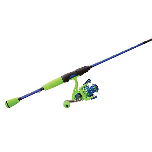 Photo 1 of **MISSING REEL**Lew S Wally Marshall Speed Shooter Spinning Reel and Fishing Rod Combo 6-Foot 6-Inch Rod Size 100 Reel Green/Blue