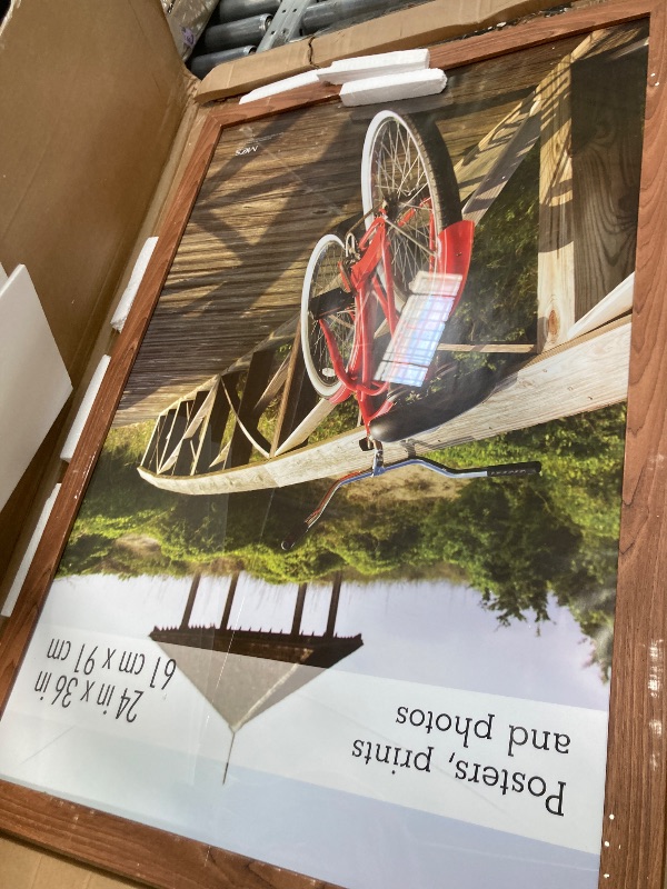 Photo 1 of *Scratches* MCS Museum Poster Frame 24x36 Medium Oak, Vertical & Horizontal Wall Hanging Large Picture Frame for Photos, Posters & Art Prints (1-Pack)