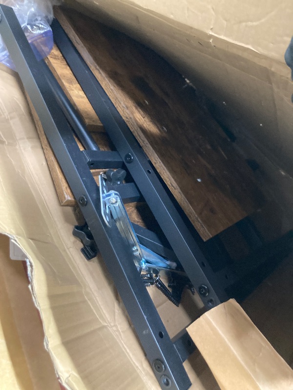 Photo 1 of ***DAMAGED -SELLING AS PARTS ONLY*** Hadulcet Adjustable C Table with Charging Station, Tiltable Desk C Shaped End Table for Couch, Over Bed Table with Wheels Adjustable Height, Hospital Table Laptop Stand Drawing Desk, Rustic Brown  ***BOX RIPPED/TORN***