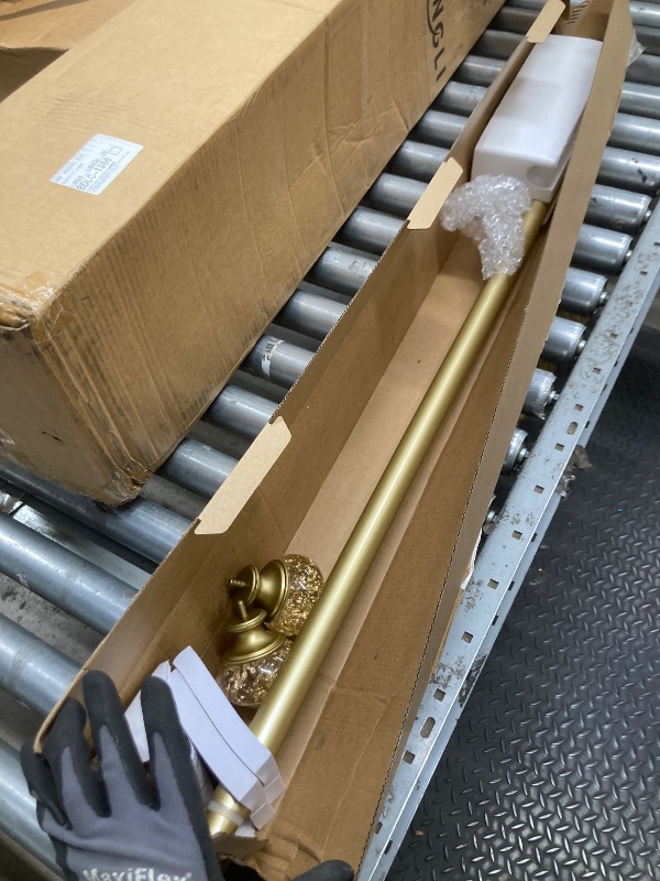 Photo 1 of 1 Inch Gold Curtain Rods for Windows 36 to 72 Inches (3 to 6 ft), USFOOK Telescoping Single Drapery Rod, Decorative Curtain Rod with Luxury Translucent Finials