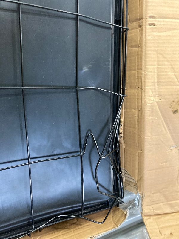 Photo 1 of **PARTS ONLY/DAMAGED**Amazon Basics Portable Metal Wire Dog Crate with Removable Tray, Single Door with Divider Panel, Foldable, Collapsible, Easy to Assemble & Clean, 36" x 23" x 25", Black