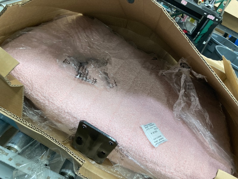 Photo 1 of *Bottom pieces missing* DUMOS Criss Cross Chair with Wheels, Legged Office Armless Wide Desk Seat with Dual-Purpose Base, Adjustable Swivel Teddy Fabric Task Vanity Home Bedroom, Pink