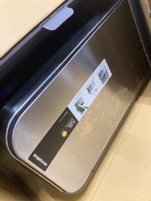 Photo 1 of *Scratches* simplehuman 58 Liter / 15.3 Gallon Rectangular Hands-Free Dual Compartment Recycling Kitchen Step Trash Can with Soft-Close Lid, Brushed Stainless Steel