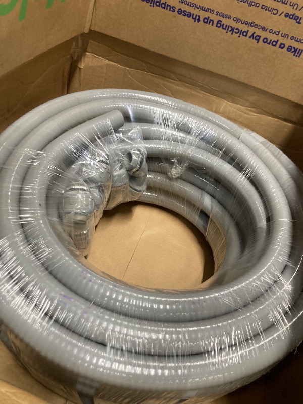 Photo 1 of 1 inch 100 Ft Electrical Conduit Kit,Liquid-Tight Conduit and Connector Kit with 5 Straight and 3 Angle Fittings Included,Flexible Non - Metallic Liquid Tight Electrical Conduit(1" Dia,100 ft)