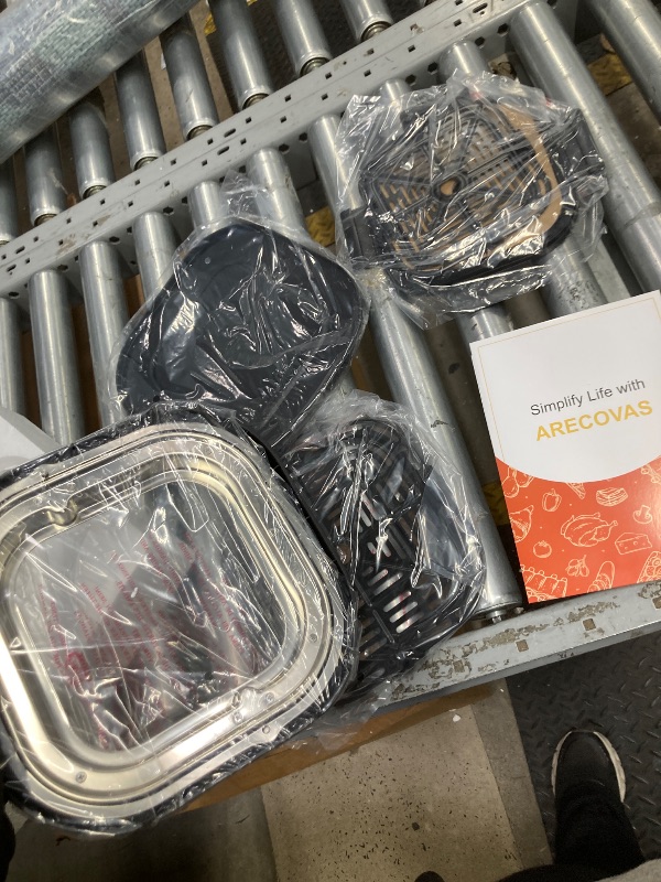 View 2 of *Glass piece missing* Arecovas 4-in-1 Portable Glass Air Fryer, 140–400°F Precise Heat, Max Crisp Technology, 4.2QT & 1.6QT Dual Containers with Lids, Freezer & Dishwasher Safe, Bake, Recrisp, Air Fry