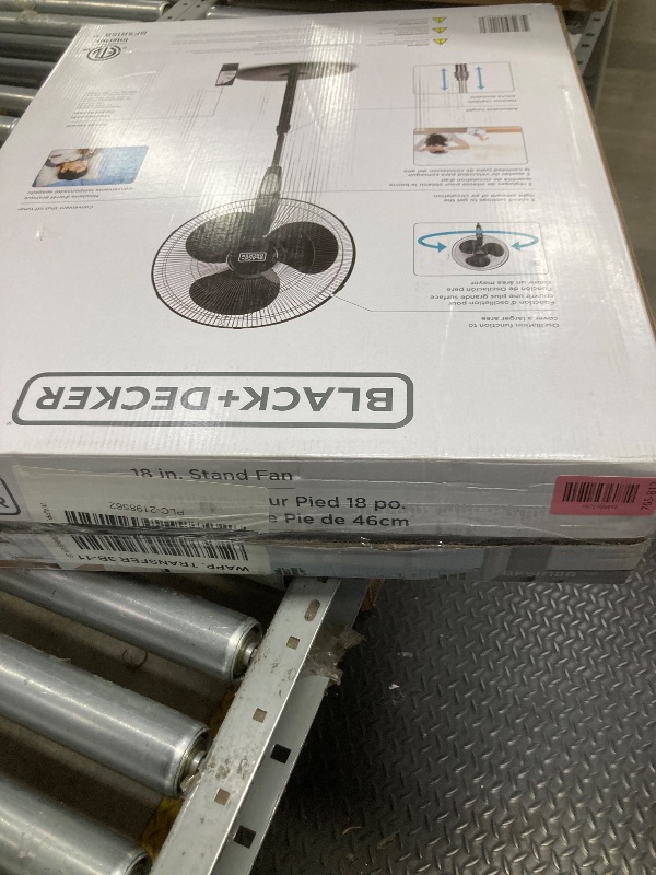 Photo 1 of **STAND IS MISSING***BLACK+DECKER 18-Inch Stand Fan with Pedestal Base, Height Adjustable Pedestal Fan with Remote and Touch Control Panel, Free Standing Fan with 90-Degree Oscillating and 3-Speed Settings, Black***STAND IS MISSING***