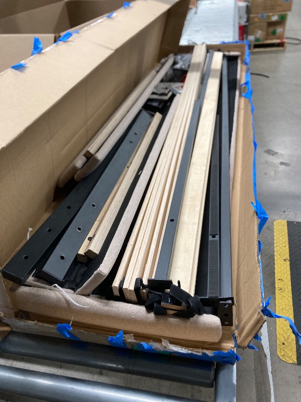 Photo 1 of ***MISSING PIECES -SELLING AS PARTS ONLY***Novilla King Size Bed Frame with Adjustable Headboard Platform King Bed Frame Linen Fabric Upholstered Headboard, No Box Spring Needed, Noise-Free, Wooden Slats Support, Easy Assembly, Beige   ***BOX RIPPED/TORN*