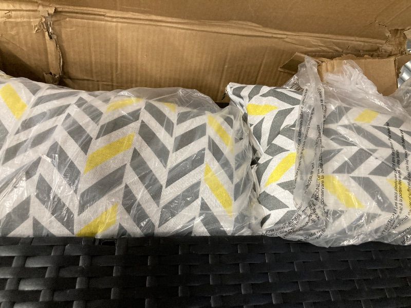 Photo 1 of **the photo is a reference, to use only for replacements**Shintenchi 3 Pcs Patio Furniture Set,Outdoor Sectional Black Wicker Patio Conversation Set,All-Weather Rattan Patio Couch with Washable Cushions and Glass Coffee Table