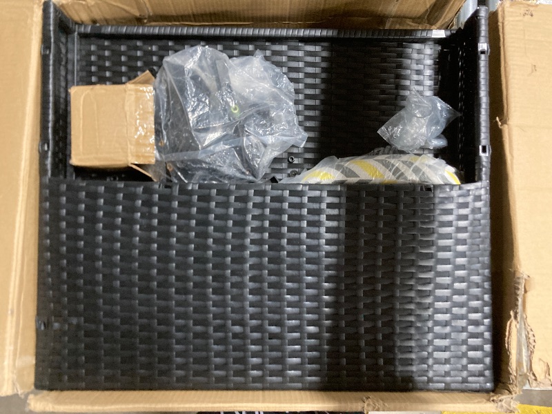 Photo 1 of **the photo is a reference, to use only for replacements**Shintenchi 3 Pcs Patio Furniture Set,Outdoor Sectional Black Wicker Patio Conversation Set,All-Weather Rattan Patio Couch with Washable Cushions and Glass Coffee Table