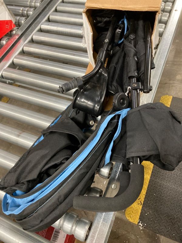 Photo 1 of ***,MISSING 2 WHEELS -SELLING AS PARTS ONLY*** Ingenuity 3D Mini Convenience Stroller – Lightweight Stroller with Compact Fold, Multi-Position Recline, Canopy with Pop Out Sun Visor – Umbrella Stroller for Travel & More, Blue/Black  ***USED, SOME DUST/DIR