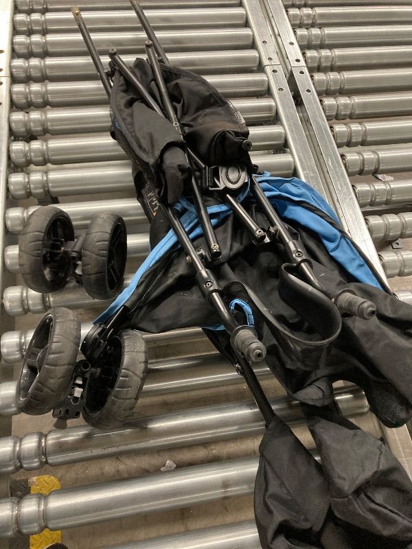 Photo 1 of ***,MISSING 2 WHEELS -SELLING AS PARTS ONLY*** Ingenuity 3D Mini Convenience Stroller – Lightweight Stroller with Compact Fold, Multi-Position Recline, Canopy with Pop Out Sun Visor – Umbrella Stroller for Travel & More, Blue/Black  ***USED, SOME DUST/DIR