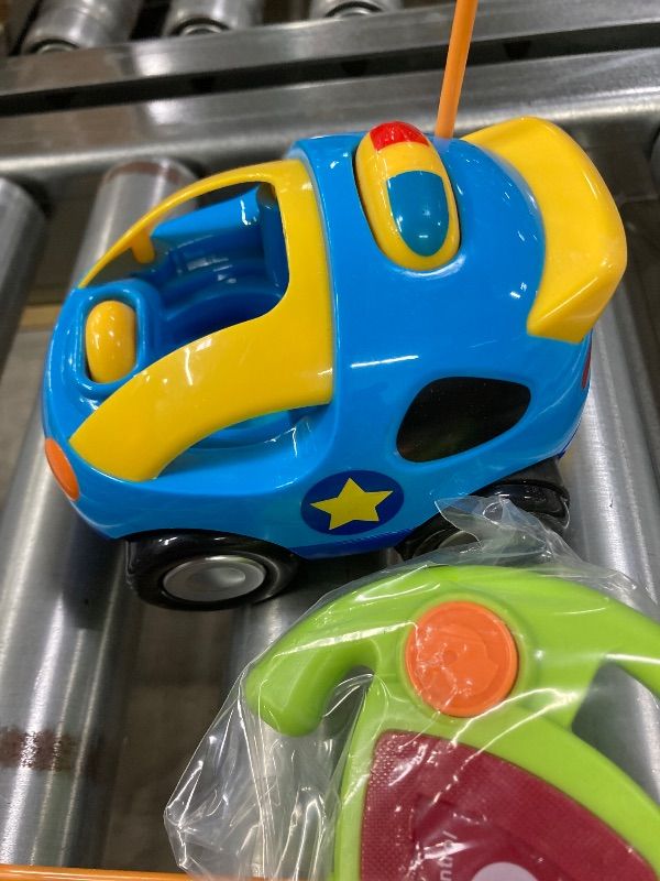 Photo 1 of ***MISSING RACE CAR -SELLING AS IS *** Prextex 1 Pack Cartoon Remote Control Cars for Toddlers - Police Car with Steering Wheel Controllers and Lights -  Toddler Gift 18+ Months