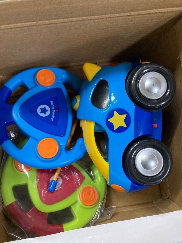 Photo 1 of ***MISSING RACE CAR -SELLING AS IS *** Prextex 1 Pack Cartoon Remote Control Cars for Toddlers - Police Car with Steering Wheel Controllers and Lights -  Toddler Gift 18+ Months