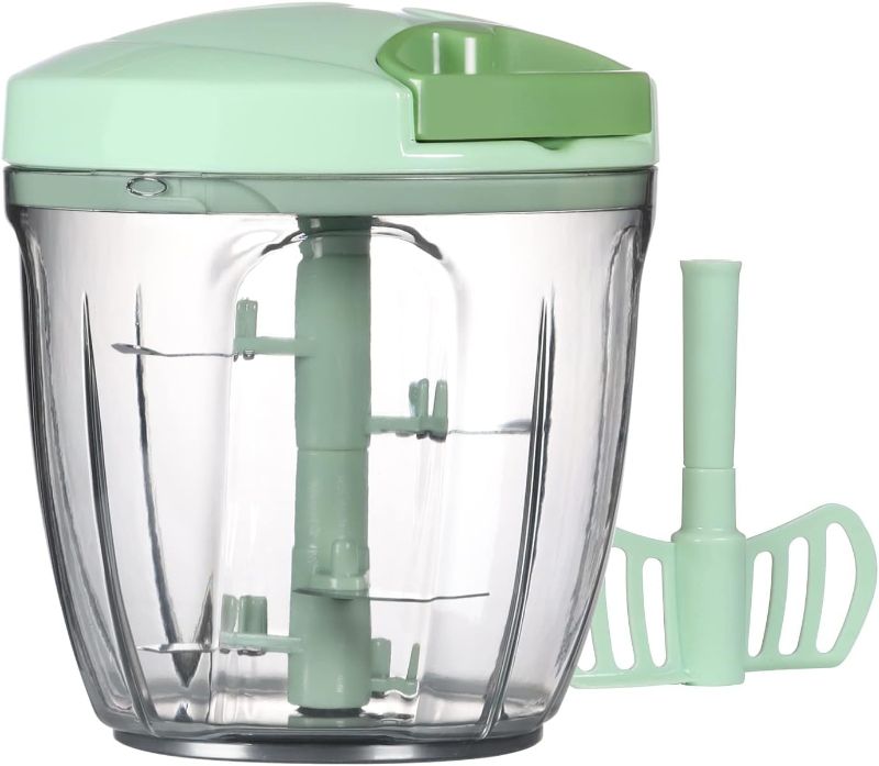 Photo 1 of **MISSING ONE BLADE***Cambom Manual Food Chopper Vegetable Cutter, Hand String Vegetable Chopper Onions Cutter for Vegetable Fruits Nuts BPA Free Food Safe Material, 900ml Green