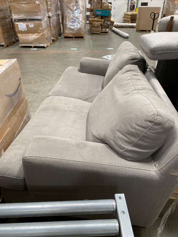 Photo 1 of ***DAMAGE -SOME SPOTS  CLEANING NEEDED -SEE ALL PHOTOS*** Grey couch