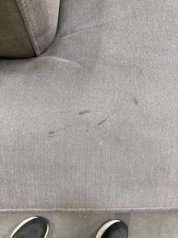 Photo 1 of ***DAMAGE -SOME SPOTS  CLEANING NEEDED -SEE ALL PHOTOS*** Grey couch