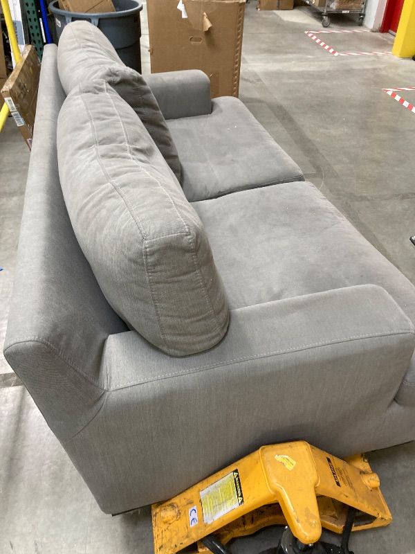 Photo 1 of ***DAMAGE -SOME SPOTS  CLEANING NEEDED -SEE ALL PHOTOS*** Grey couch