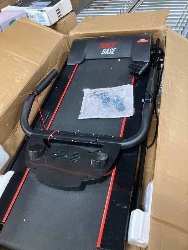 Photo 1 of **missing parts SereneLife Electric Folding Treadmill - Foldable Home Fitness Equipment for Walking & Running, Indoor Home Cardio Machine with Downloadable App, Safety Key, 12 Training Modes, Bluetooth Connectivity