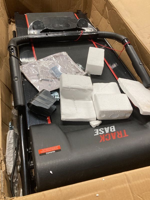 Photo 1 of **missing parts SereneLife Electric Folding Treadmill - Foldable Home Fitness Equipment for Walking & Running, Indoor Home Cardio Machine with Downloadable App, Safety Key, 12 Training Modes, Bluetooth Connectivity