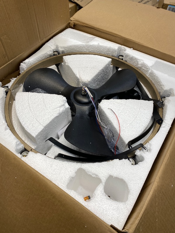 Photo 1 of ***MISSING PIECES -SELLING AS PARTS ONLY*** MOOONICHE 27'' Farmhouse Ceiling Fan with Light Remote Control, Vintage Cage Ceiling Fan with Lights, Rustic Chandelier Fan for Kitchen Dining Room Living Room