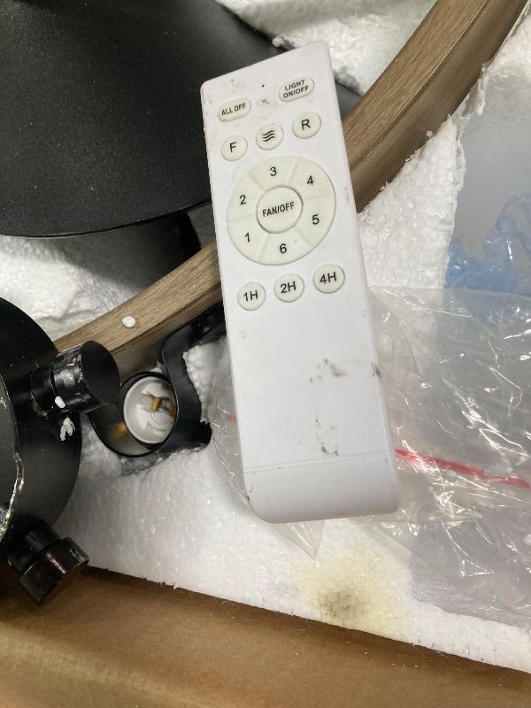 Photo 1 of ***MISSING PIECES -SELLING AS PARTS ONLY*** MOOONICHE 27'' Farmhouse Ceiling Fan with Light Remote Control, Vintage Cage Ceiling Fan with Lights, Rustic Chandelier Fan for Kitchen Dining Room Living Room