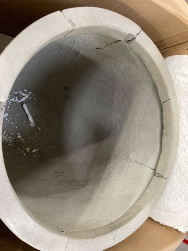 Photo 1 of **HAS CRACKS ON TOP RIM****Kante 18 Inch Dia Round Concrete Planter, Indoor Outdoor Large Plant Pot with Drainage Hole and Rubber Plug for Home Patio Garden, Weathered Concrete