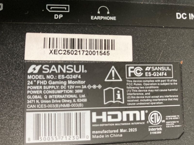 Photo 1 of ***BROKEN*NON RETURNABLE*NON REFUNADABLE*NO EXCEPTIONS***
SANSUI 24 Inch Gaming Monitor 180Hz, DP 1.4 & HDMI 2.0 Ports High Refresh Rate Computer Monitor, Racing FPS RTS Modes, 1ms Response Time 110% sRGB (ES-G24F4, HDMI Cable Included)***BROKEN*NON RETUR