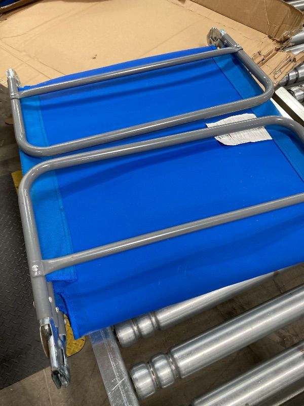 Photo 1 of ***DAMAGE -NOT FUNCTIONING PROPERLY -SELLING AS PARTS ONLY*** Ostrich the Original Chaise 72 x 22 Inch Lounge Portable Reclining Lounger, Outdoor Patio, Beach, Lawn, Camping, or Pool Tanning Chair, Ocean Blue  ***BOX RIPPED/TORN***