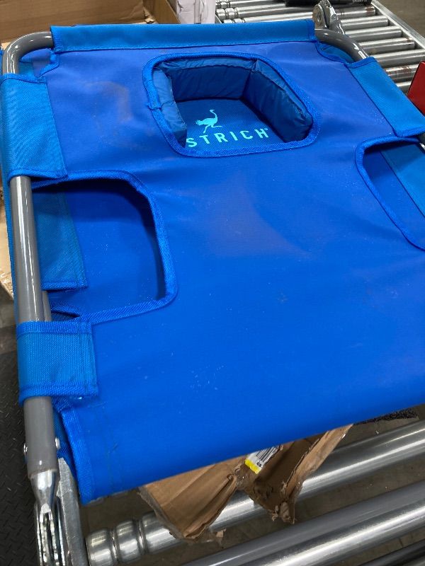 Photo 1 of ***DAMAGE -NOT FUNCTIONING PROPERLY -SELLING AS PARTS ONLY*** Ostrich the Original Chaise 72 x 22 Inch Lounge Portable Reclining Lounger, Outdoor Patio, Beach, Lawn, Camping, or Pool Tanning Chair, Ocean Blue  ***BOX RIPPED/TORN***