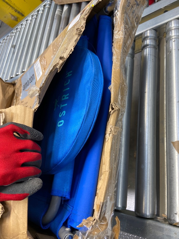 Photo 1 of ***DAMAGE -NOT FUNCTIONING PROPERLY -SELLING AS PARTS ONLY*** Ostrich the Original Chaise 72 x 22 Inch Lounge Portable Reclining Lounger, Outdoor Patio, Beach, Lawn, Camping, or Pool Tanning Chair, Ocean Blue  ***BOX RIPPED/TORN***