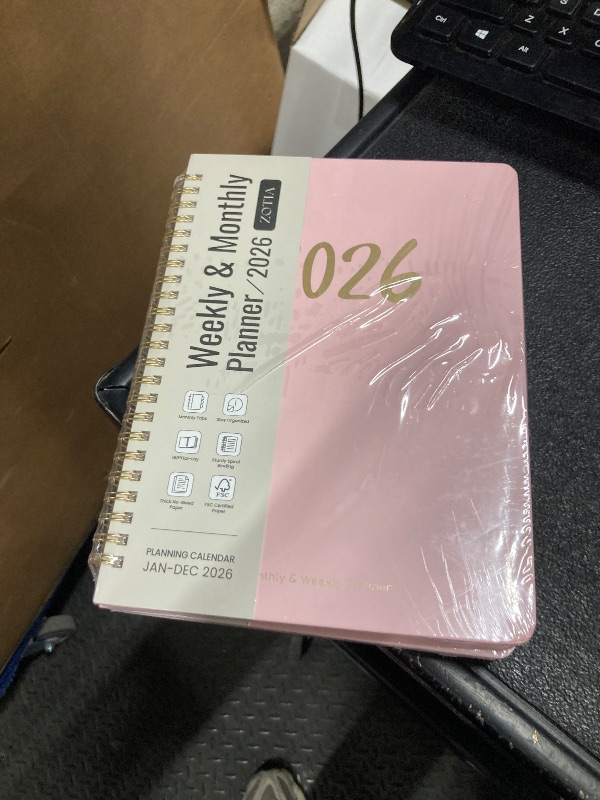 View 2 of **pack of 2**2026 Planner, Weekly and Monthly Planner for Women, January 2026 - December 2026, Hardcover 2026 Calendar Planner Book with Tabs, Inner Pocket, Spiral Bound, Perfect for Office Home School Supplies - A5 (6.3" x 8.5"), Pink