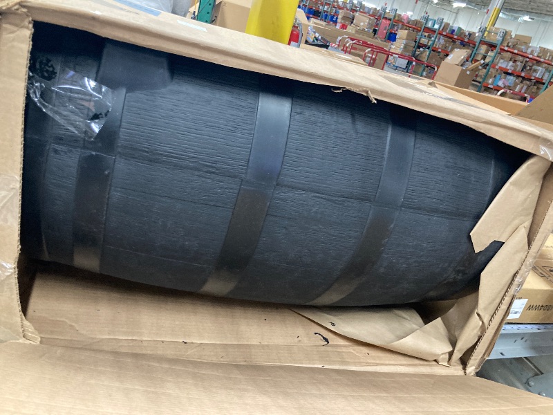 Photo 1 of ***MISSING STAND***RTS Home Accents 50-Gallon ECO Rain Barrel Made with 100% Recycled Plastic, Flat Back Rain Water Collection Barrel, Stand Included, Black