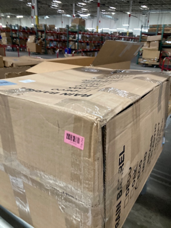 Photo 1 of ***MISSING STAND***RTS Home Accents 50-Gallon ECO Rain Barrel Made with 100% Recycled Plastic, Flat Back Rain Water Collection Barrel, Stand Included, Black